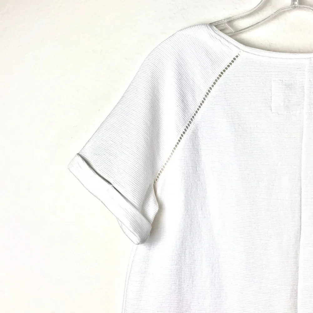 Anthropologie - Saturday Sunday Lace Trimmed White Short Sleeve Top - Picture 4 of 8
